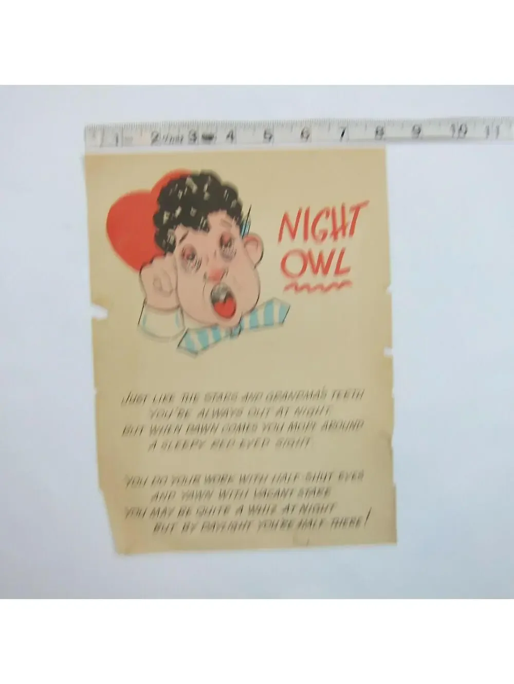 Vintage Vinegar Valentine Night Owl Penny Dreadful Sarcasm Insult Poem Ephemera